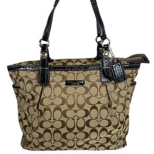 COACH Gallery Signature Jacquard North South Tote Shoulder Bag F16566 + Tag
